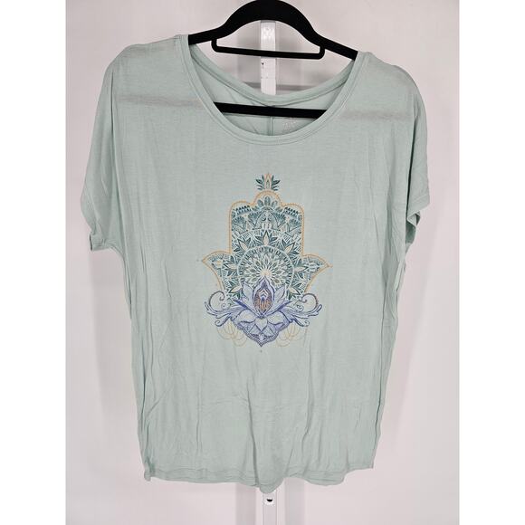 Gaiam Yoga Womens Sz L Short Sleeve Loose Fit Athletic T Shirt Light Blue - Picture 1 of 4